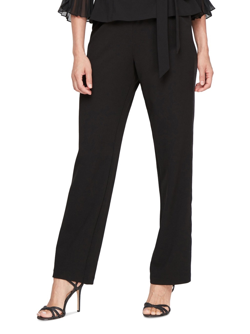 NWT Alex Evenings Sz Pet XL Women’s Black Straight Leg Tuxedo Pants Ret $109!